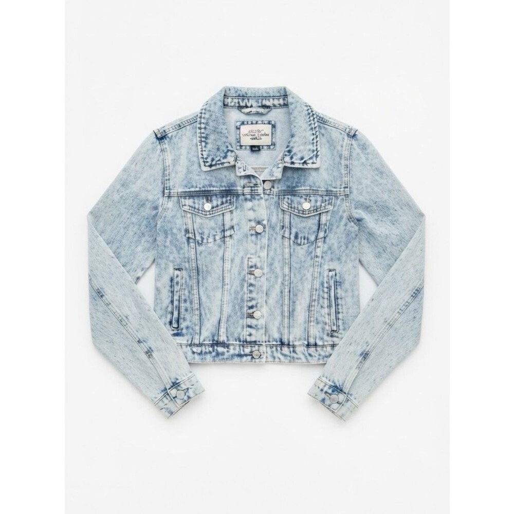 Ashley Vintage Charm Acid Wash Cropped Denim Jacket Size S